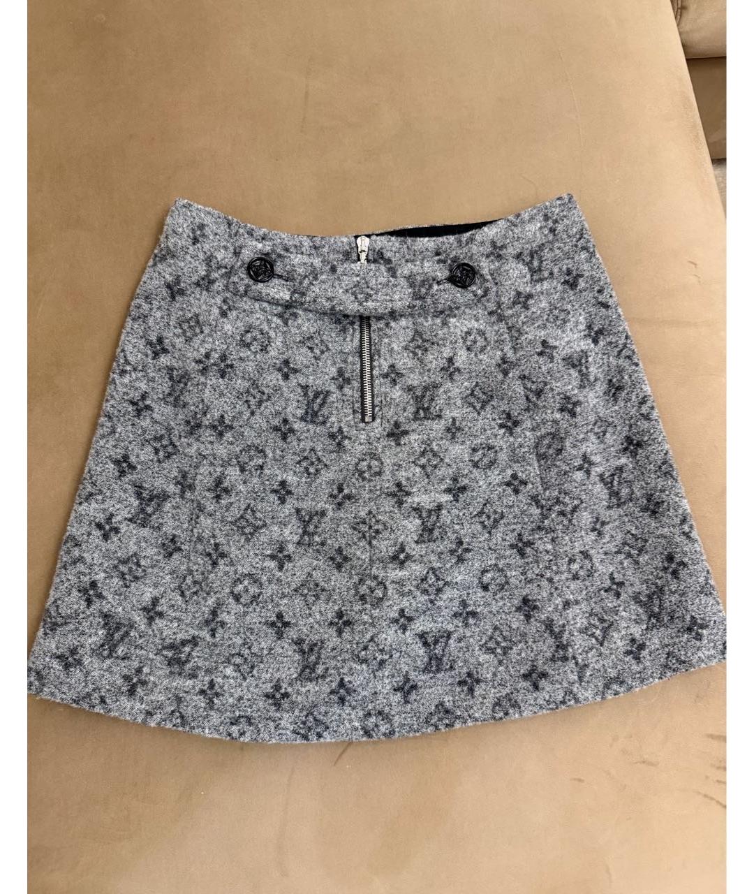 LOUIS VUITTON Серая юбка мини, фото 3