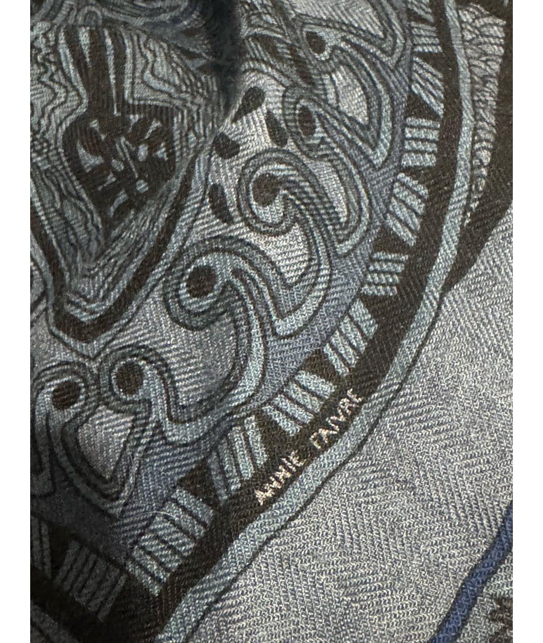 HERMES Синий кашемировый платок, фото 4