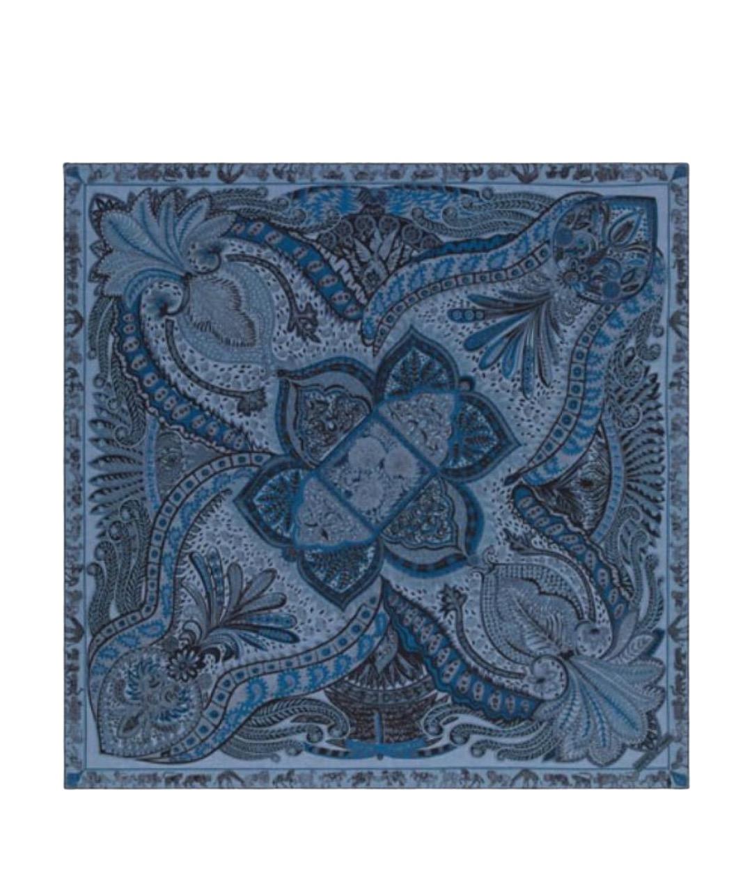 HERMES Синий кашемировый платок, фото 1