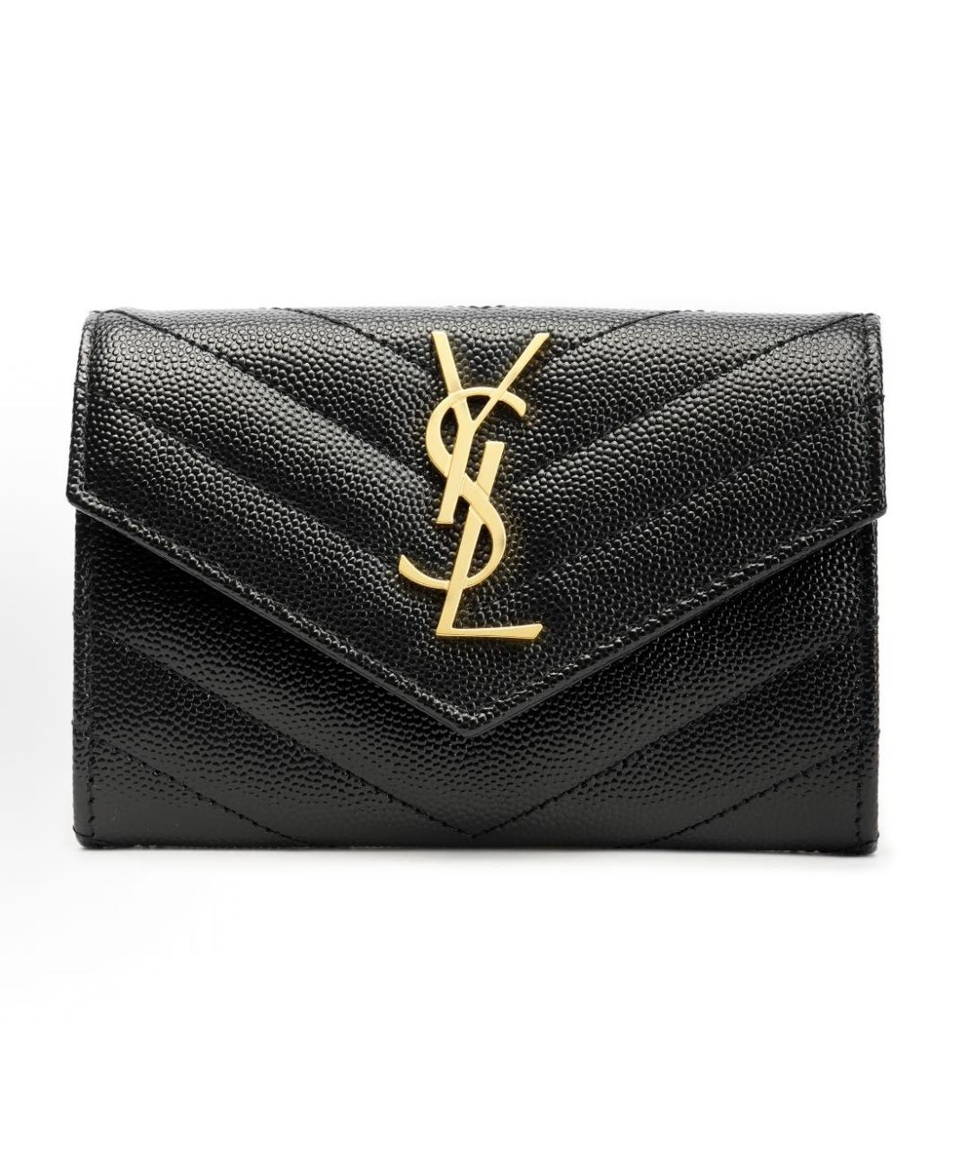 SAINT LAURENT Черный кожаный кошелек, фото 3