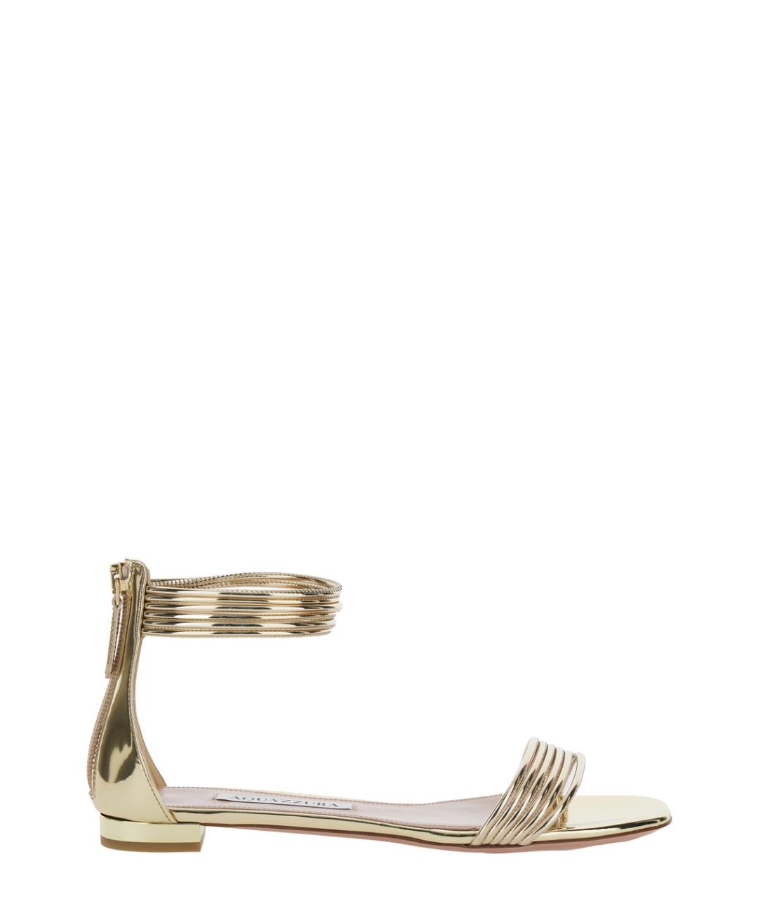 AQUAZZURA Золотые кожаные сандалии, фото 1