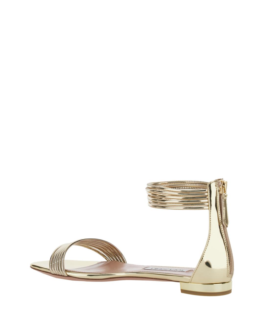 AQUAZZURA Золотые кожаные сандалии, фото 3