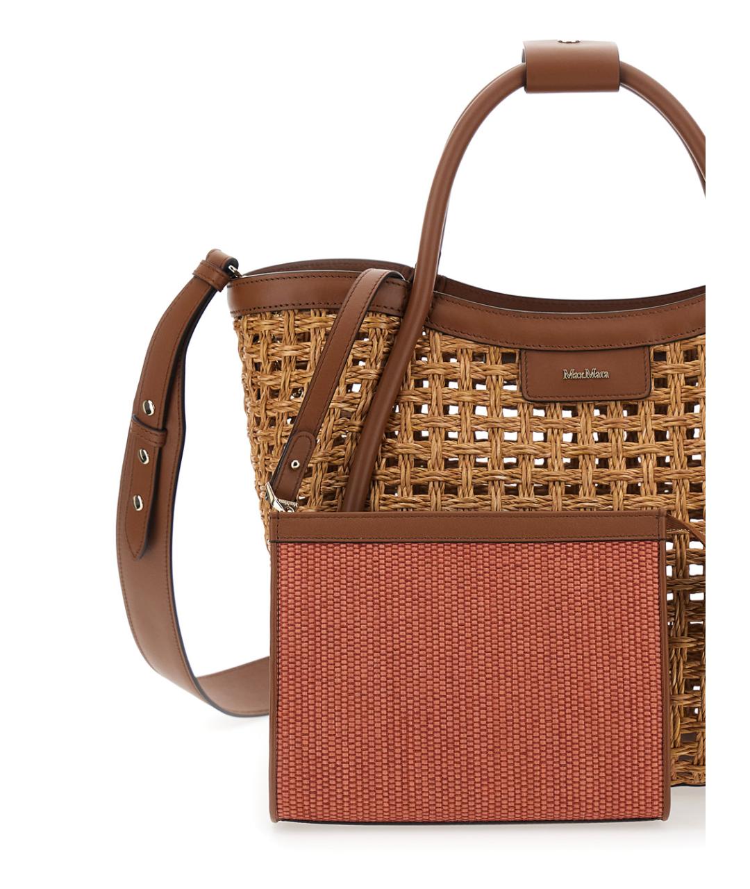 MAX MARA Бежевая пелетеная сумка тоут, фото 3