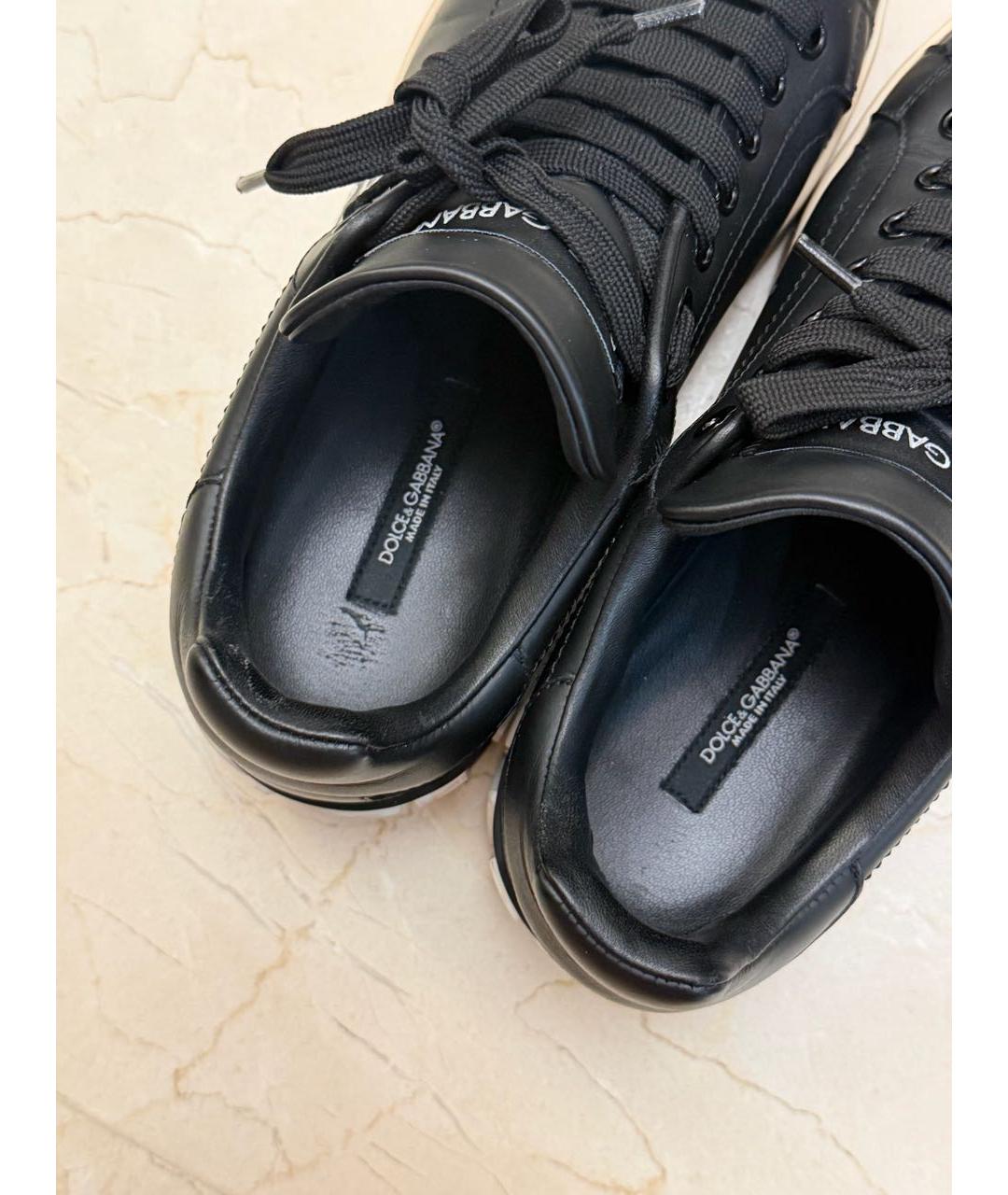 DOLCE&GABBANA Черные кожаные кеды, фото 6