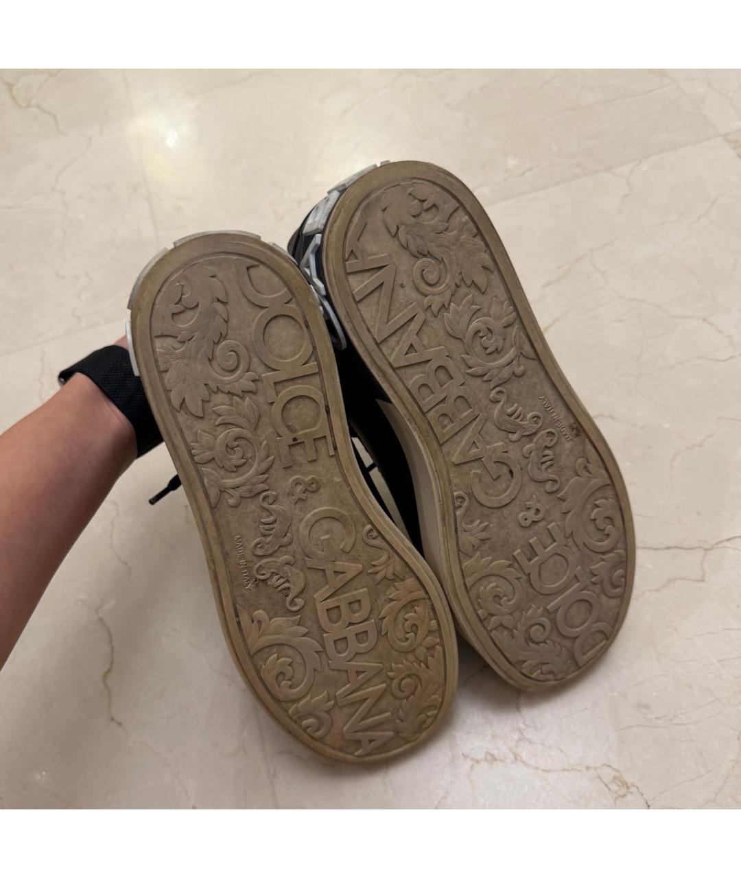 DOLCE&GABBANA Черные кожаные кеды, фото 5