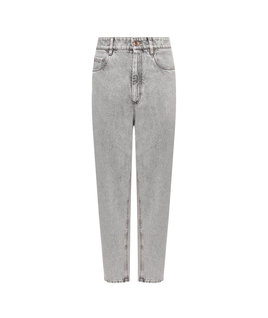 BRUNELLO CUCINELLI Голубые хлопковые прямые джинсы, фото 8