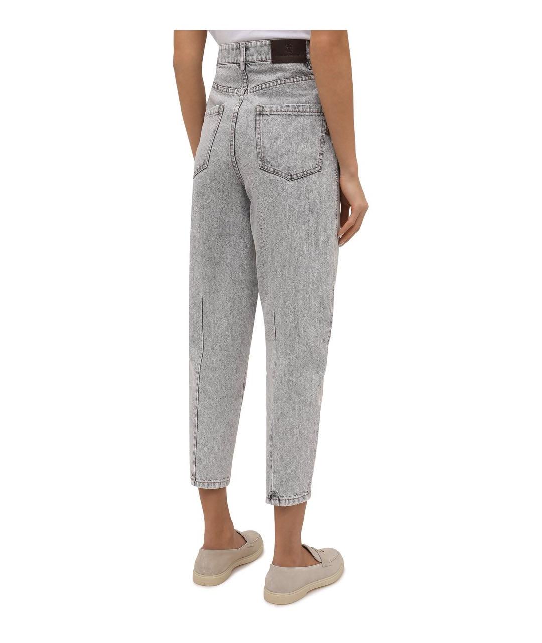 BRUNELLO CUCINELLI Голубые хлопковые прямые джинсы, фото 2