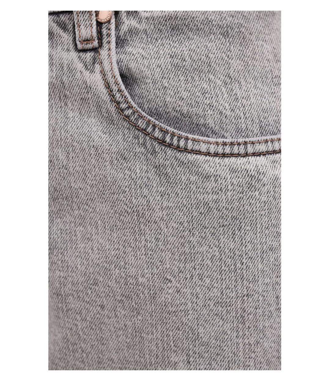 BRUNELLO CUCINELLI Голубые хлопковые прямые джинсы, фото 5