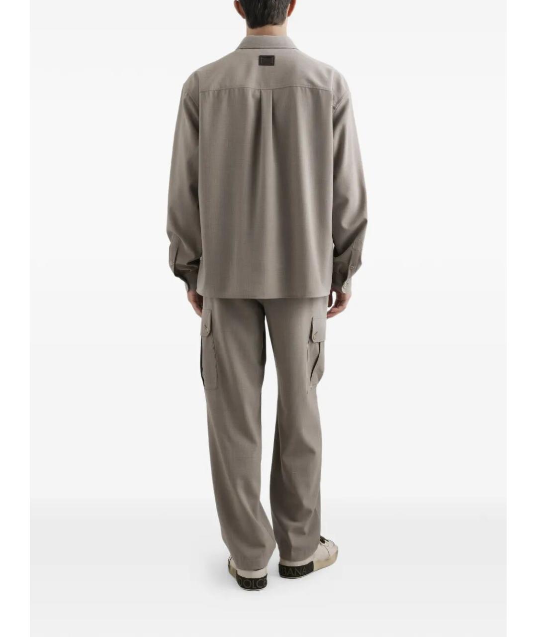 DOLCE&GABBANA Бежевые шерстяные повседневные брюки, фото 5