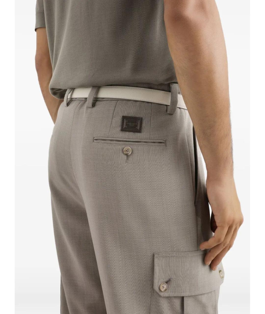 DOLCE&GABBANA Бежевые шерстяные повседневные брюки, фото 3