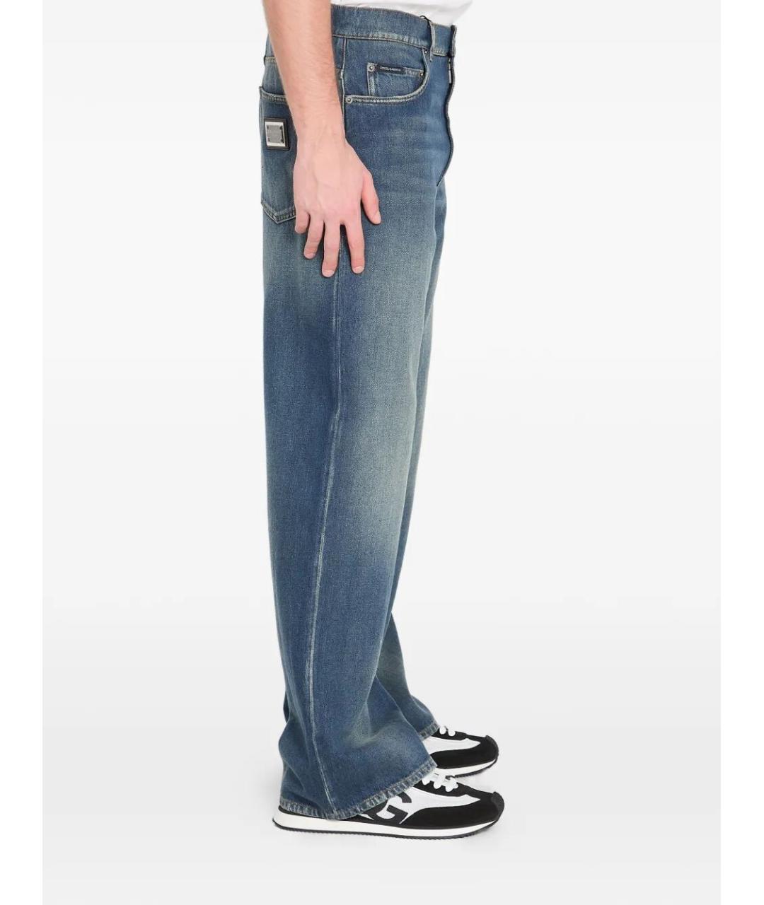 DOLCE&GABBANA Синие хлопковые прямые джинсы, фото 4