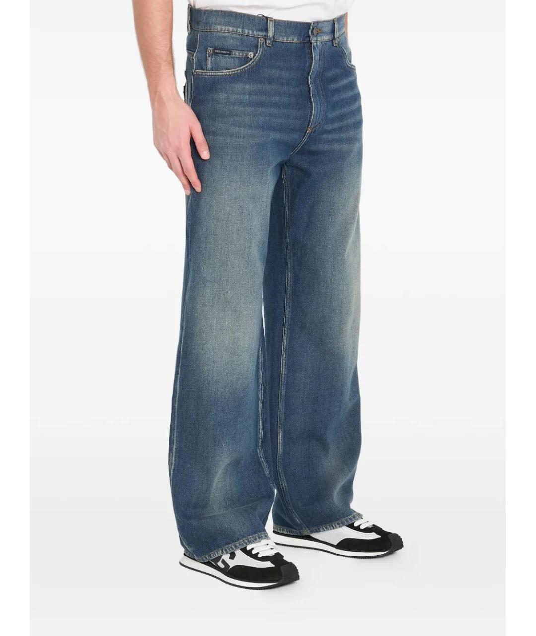 DOLCE&GABBANA Синие хлопковые прямые джинсы, фото 3