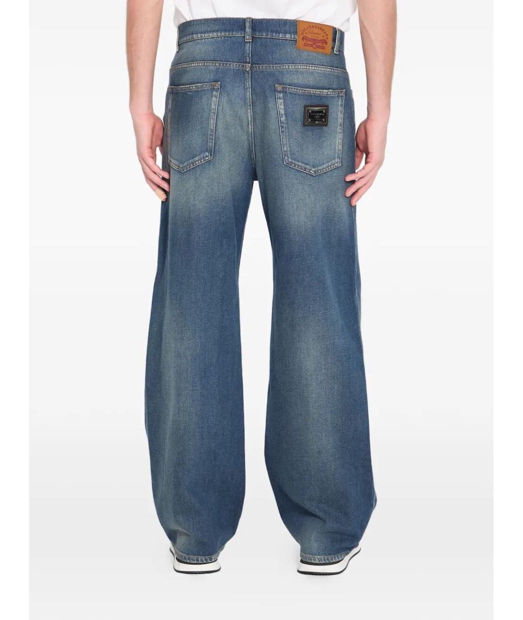 DOLCE&GABBANA Синие хлопковые прямые джинсы, фото 5