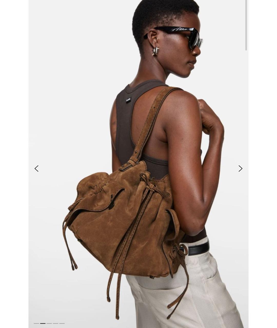 ACNE STUDIOS Коричневая замшевая сумка через плечо, фото 4