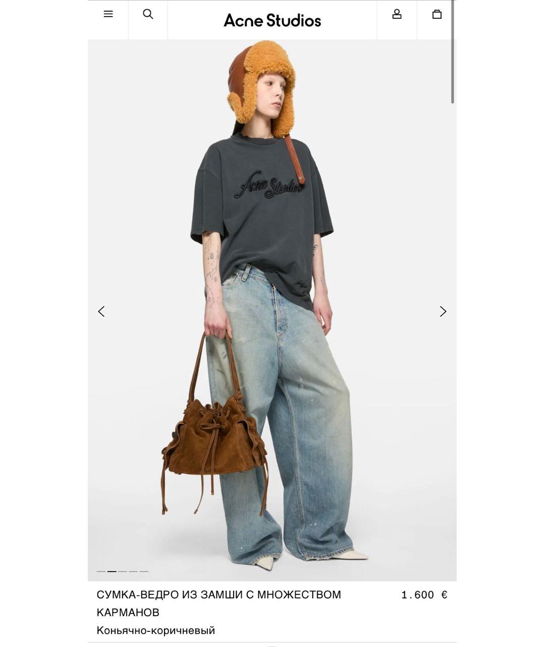 ACNE STUDIOS Коричневая замшевая сумка через плечо, фото 7