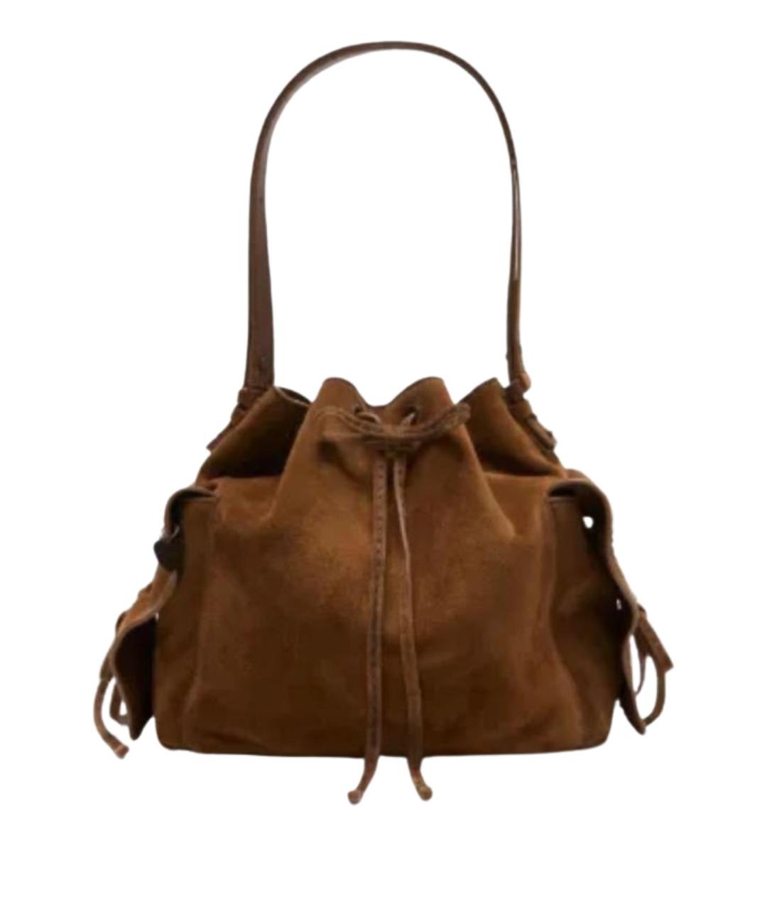 ACNE STUDIOS Коричневая замшевая сумка через плечо, фото 1