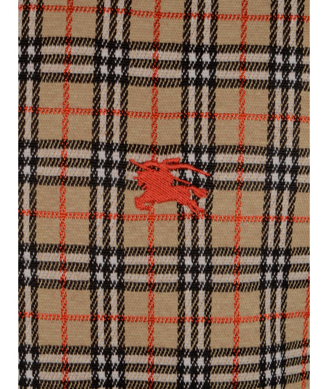 BURBERRY Бежевое вискозное поло с коротким рукавом, фото 3