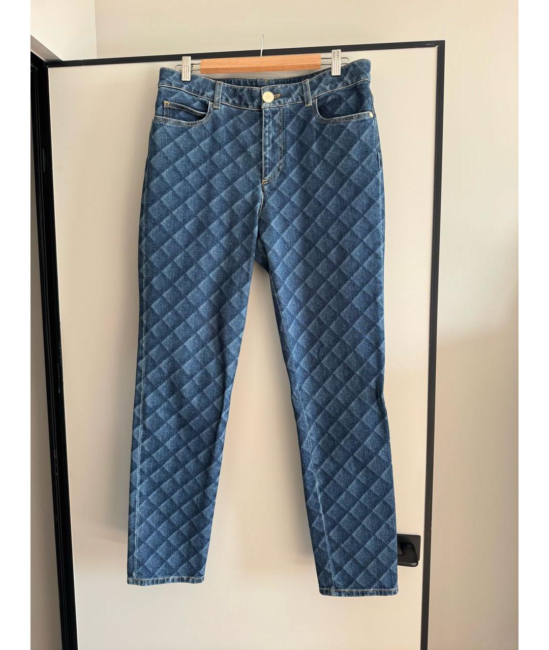 CHANEL Синие хлопко-эластановые прямые джинсы, фото 9