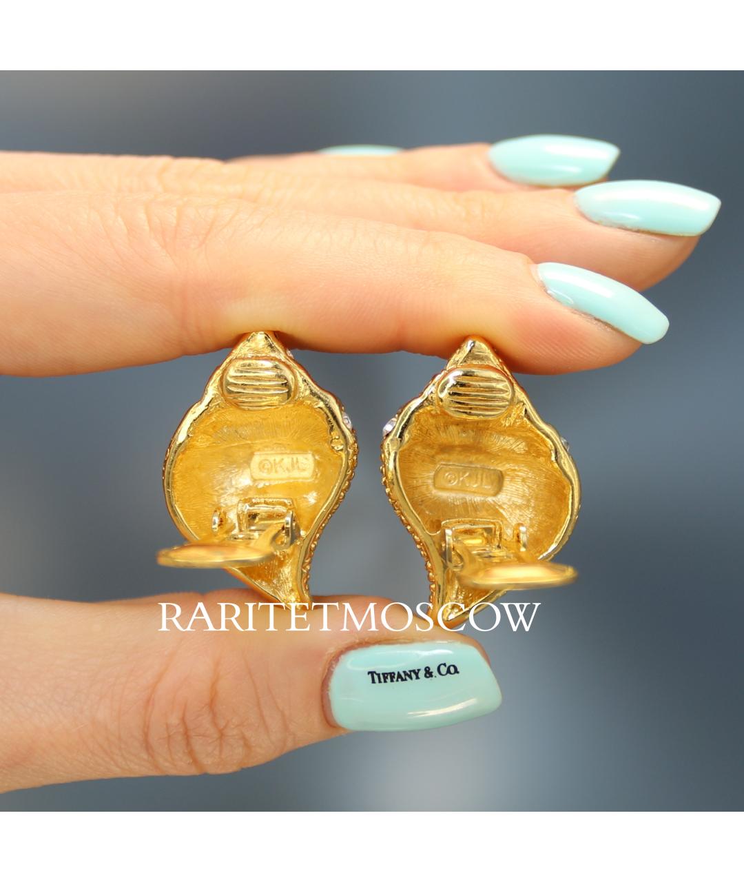 KENNETH JAY LANE Золотые позолоченные клипсы, фото 7