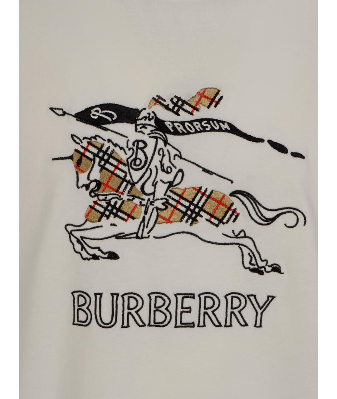 BURBERRY Белая хлопковая футболка, фото 3