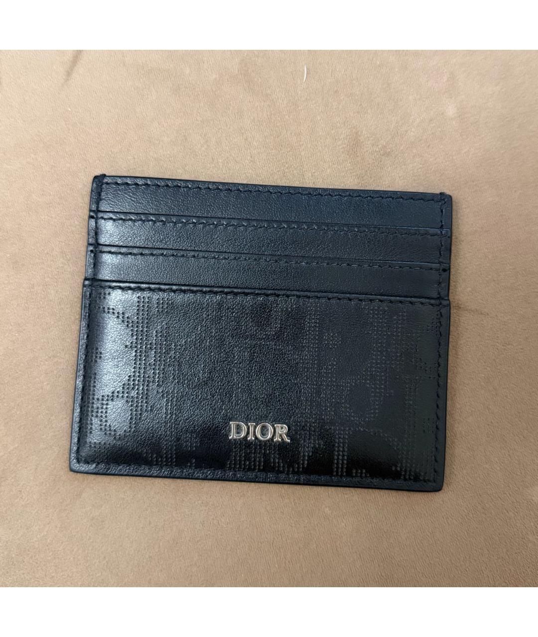 CHRISTIAN DIOR Черный кожаный кардхолдер, фото 4