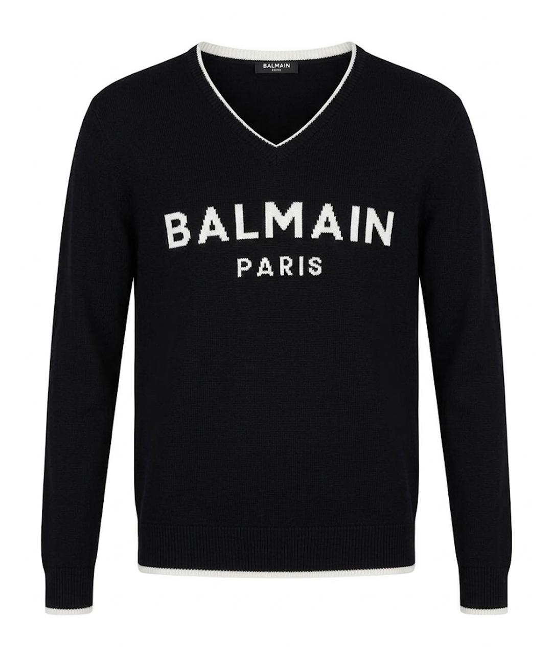 BALMAIN Темно-синий хлопковый джемпер / свитер, фото 1