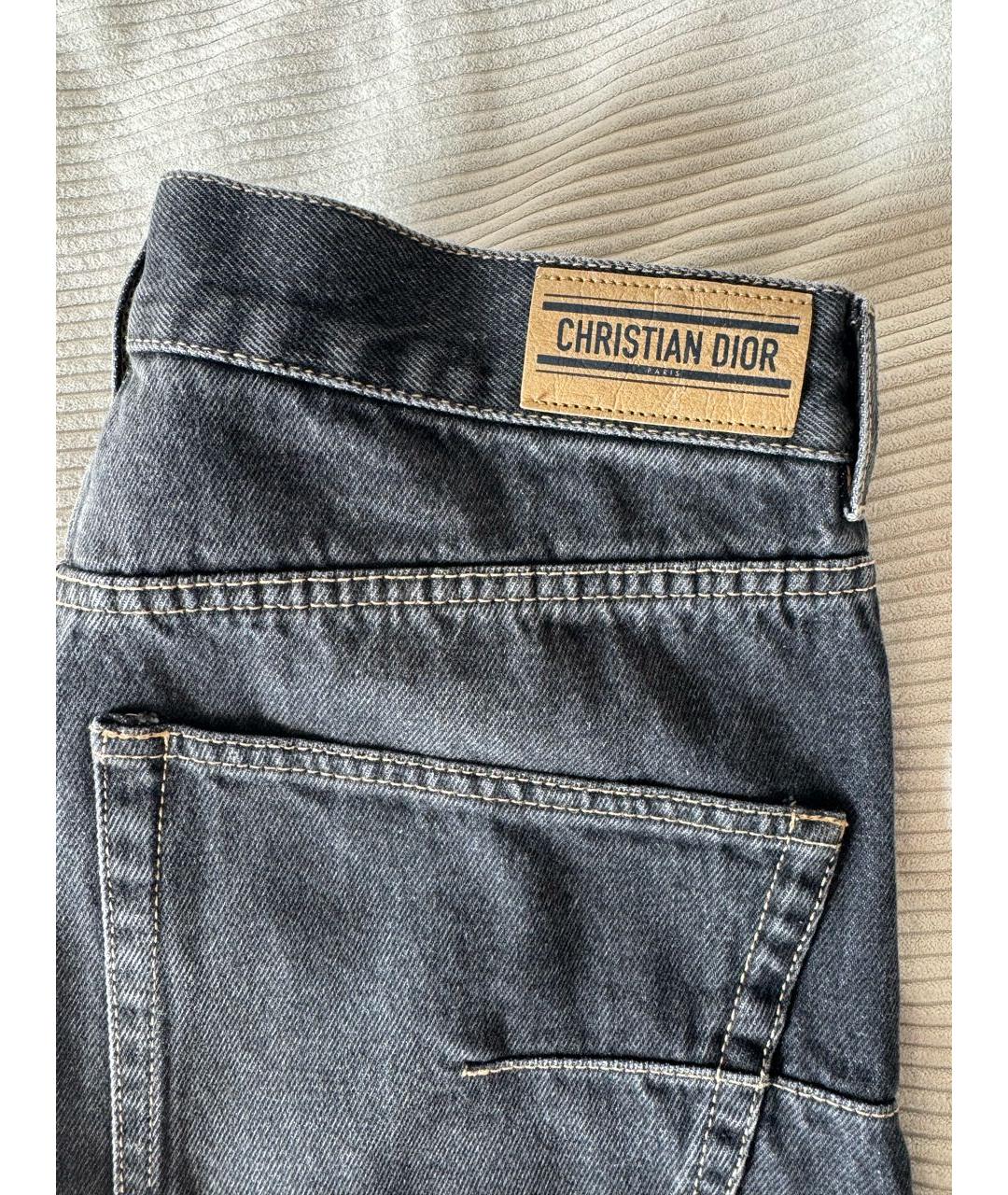 CHRISTIAN DIOR Серые хлопковые прямые джинсы, фото 4