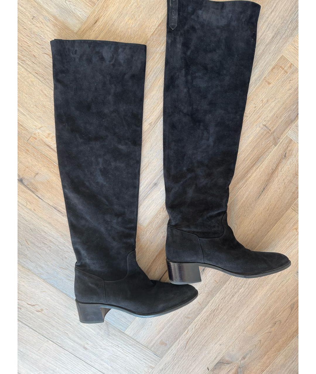 CHRISTIAN DIOR Черные замшевые ботфорты, фото 8