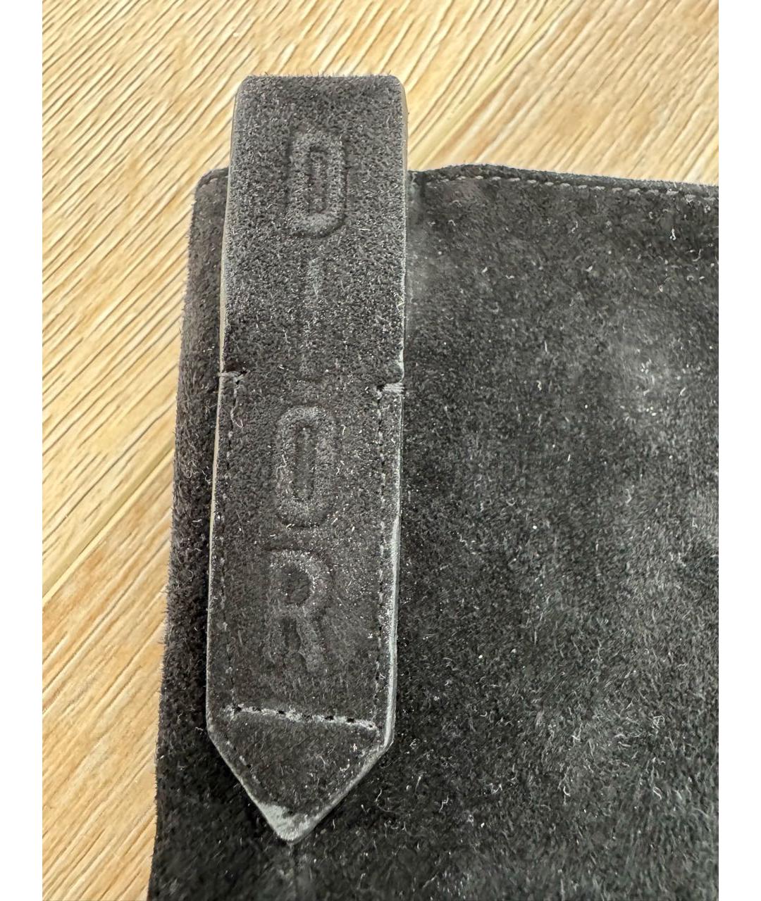 CHRISTIAN DIOR Черные замшевые ботфорты, фото 5