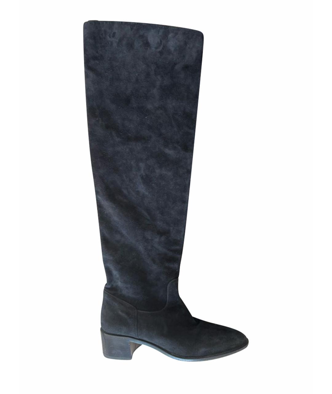 CHRISTIAN DIOR Черные замшевые ботфорты, фото 1