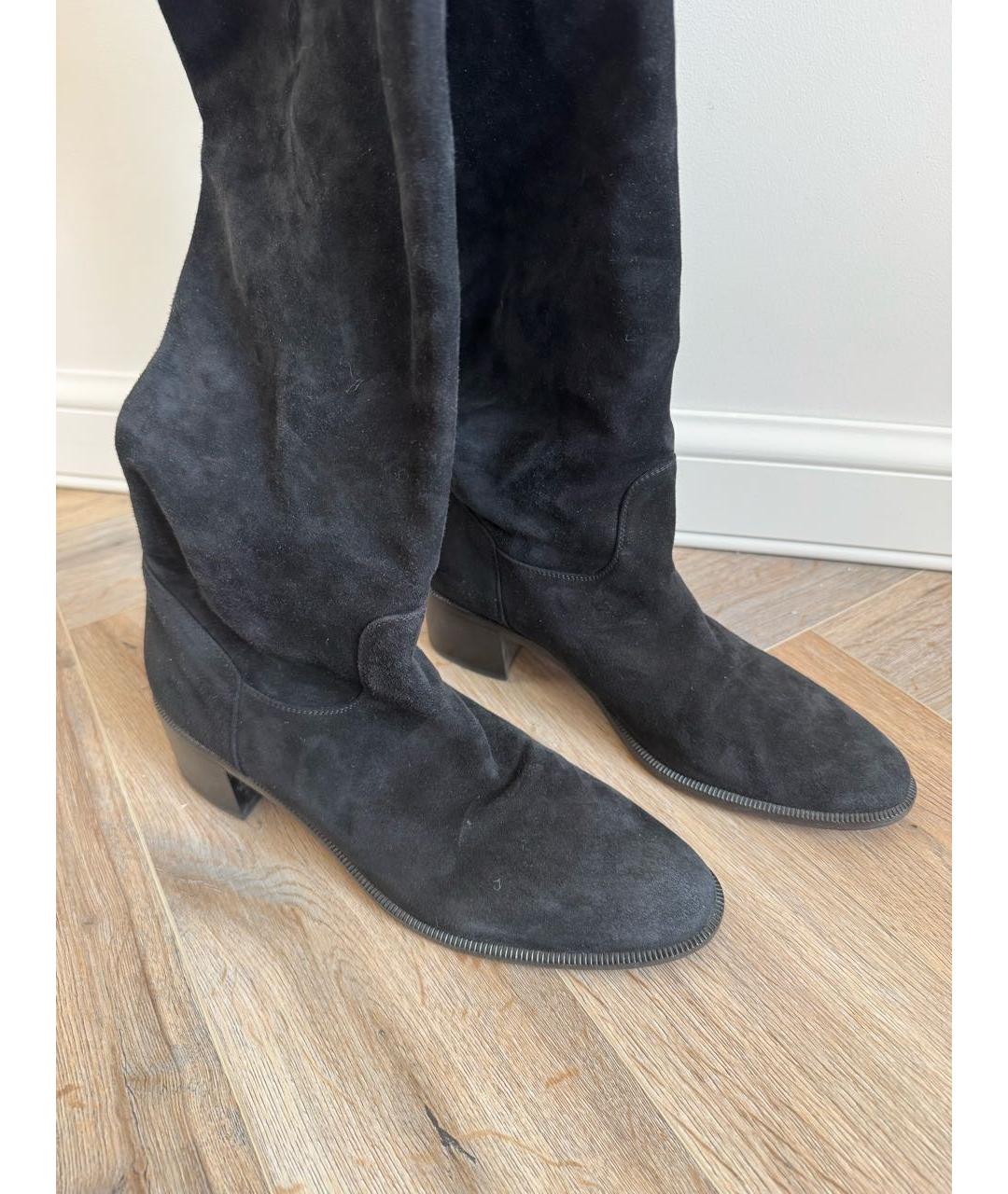 CHRISTIAN DIOR Черные замшевые ботфорты, фото 2