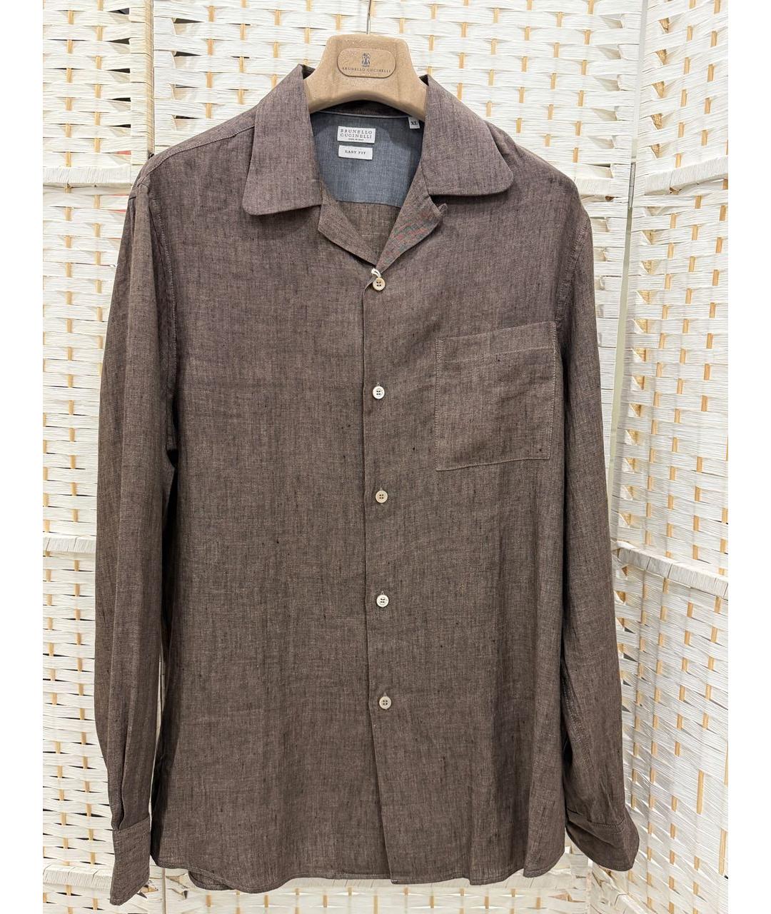BRUNELLO CUCINELLI Коричневая кэжуал рубашка, фото 4