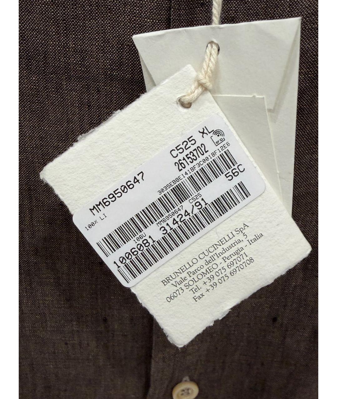 BRUNELLO CUCINELLI Коричневая кэжуал рубашка, фото 3