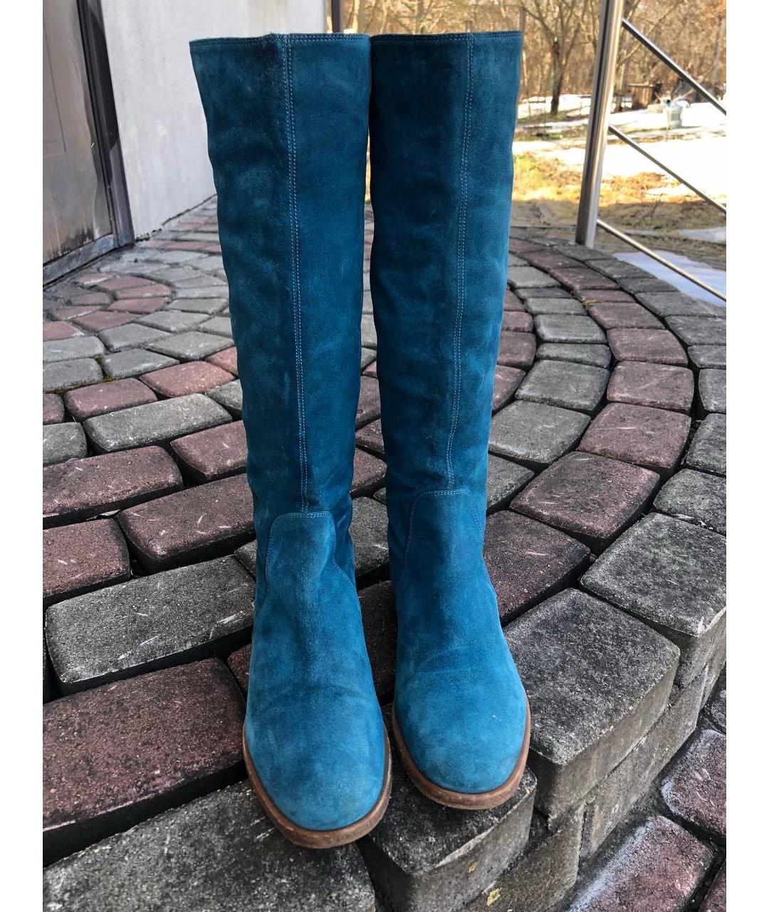 SERGIO ROSSI Бирюзовые замшевые сапоги, фото 2