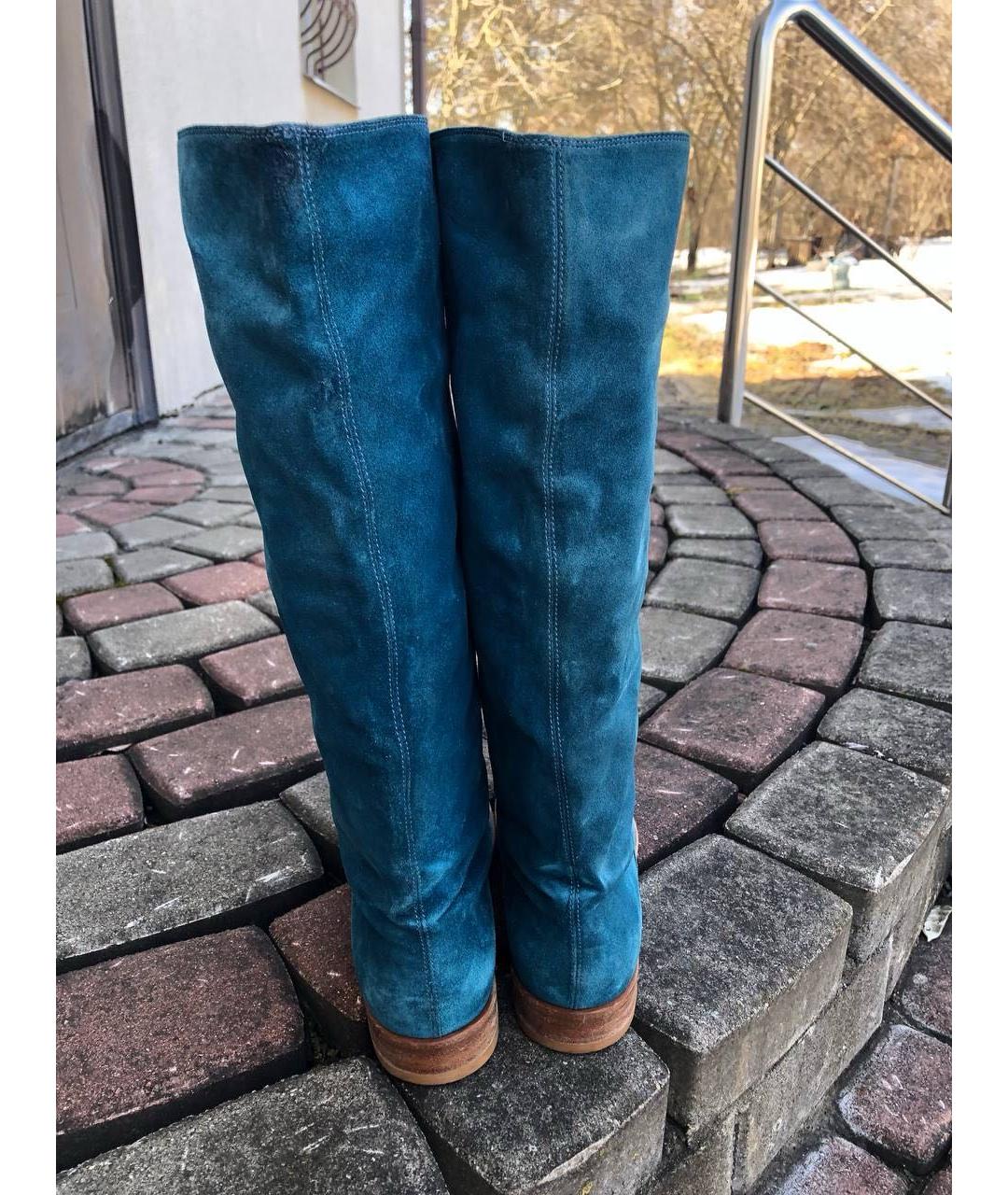 SERGIO ROSSI Бирюзовые замшевые сапоги, фото 3