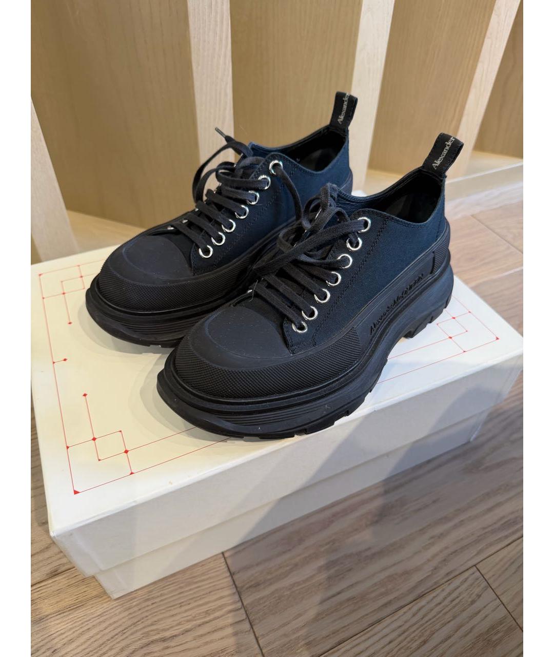 ALEXANDER MCQUEEN Черные текстильные кеды, фото 2