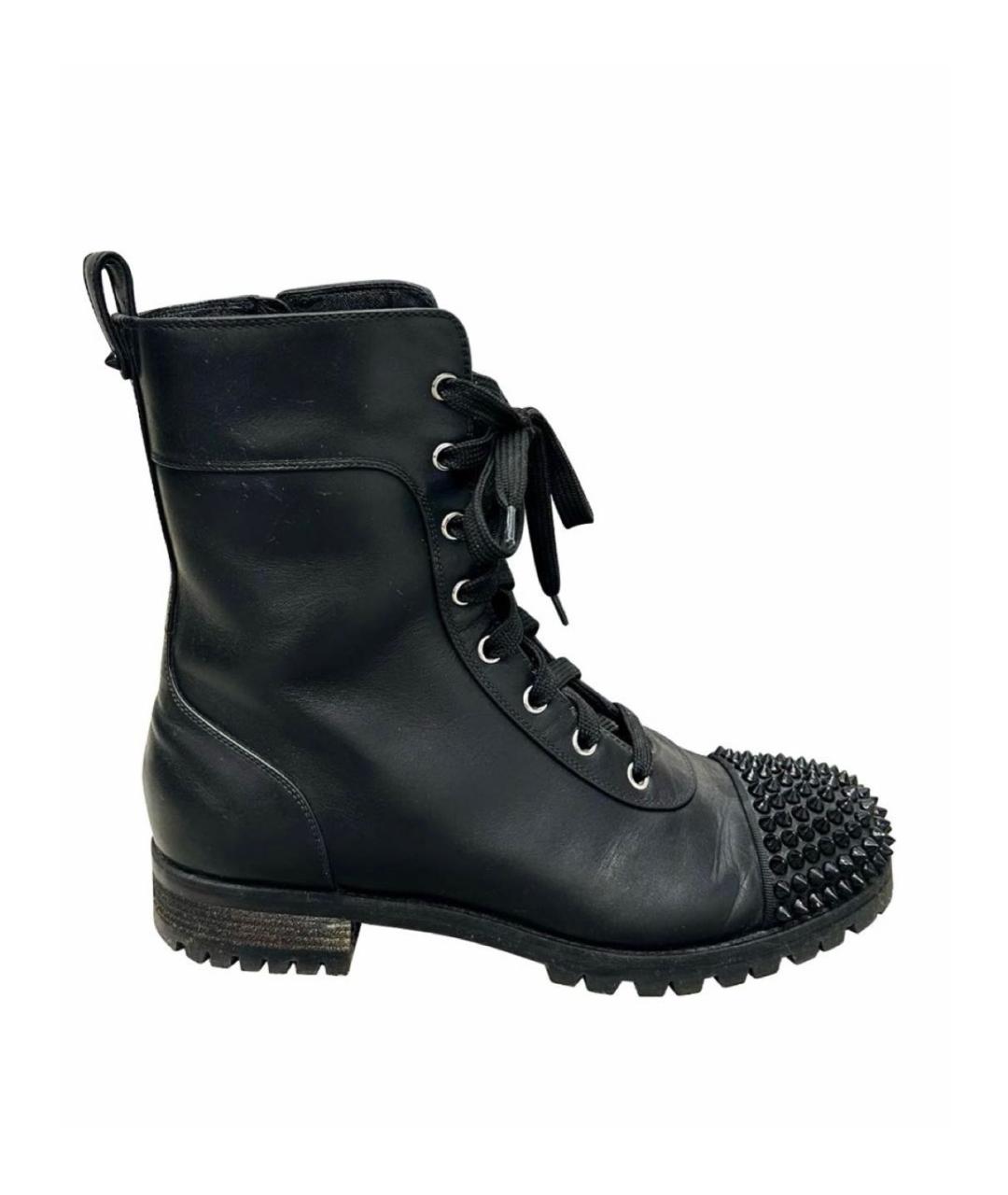 CHRISTIAN LOUBOUTIN Черные кожаные ботинки, фото 1