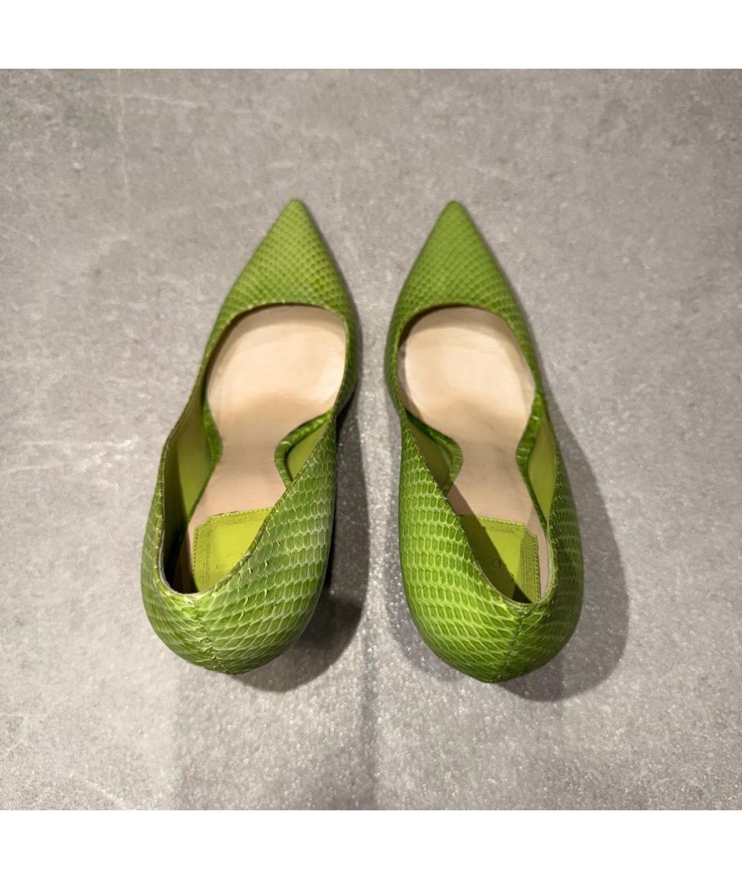 CHRISTIAN DIOR Салатовые кожаные туфли, фото 3