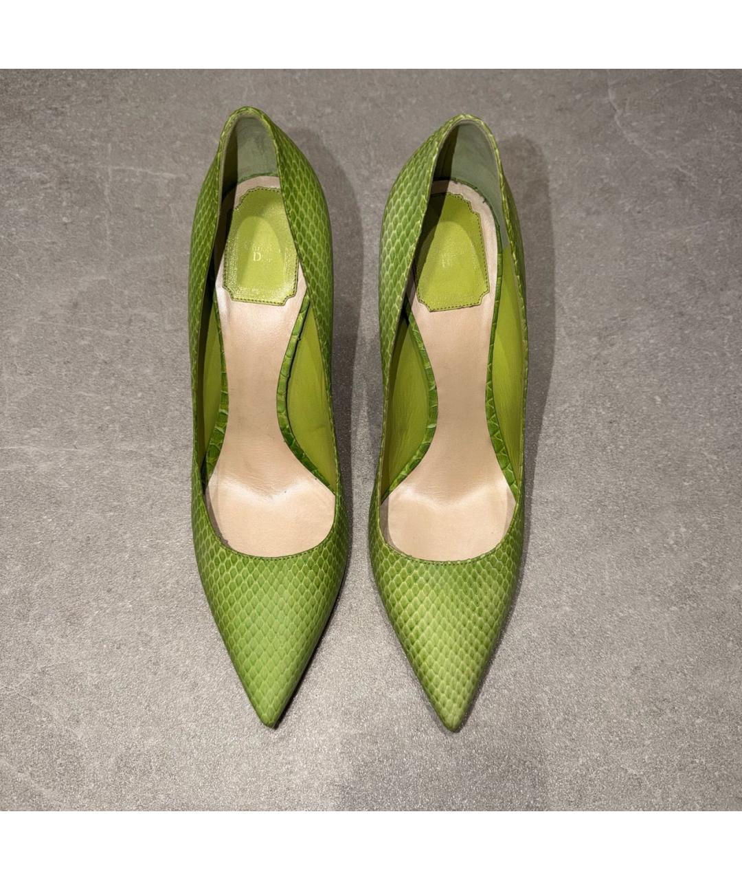 CHRISTIAN DIOR Салатовые кожаные туфли, фото 2