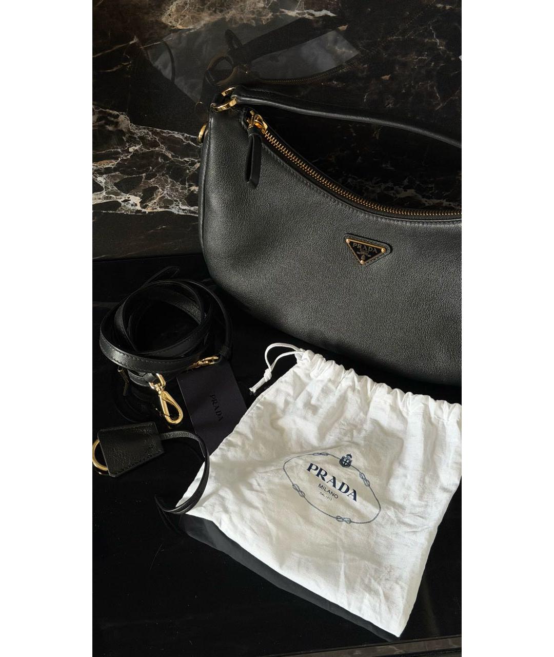 PRADA Черная кожаная сумка тоут, фото 5