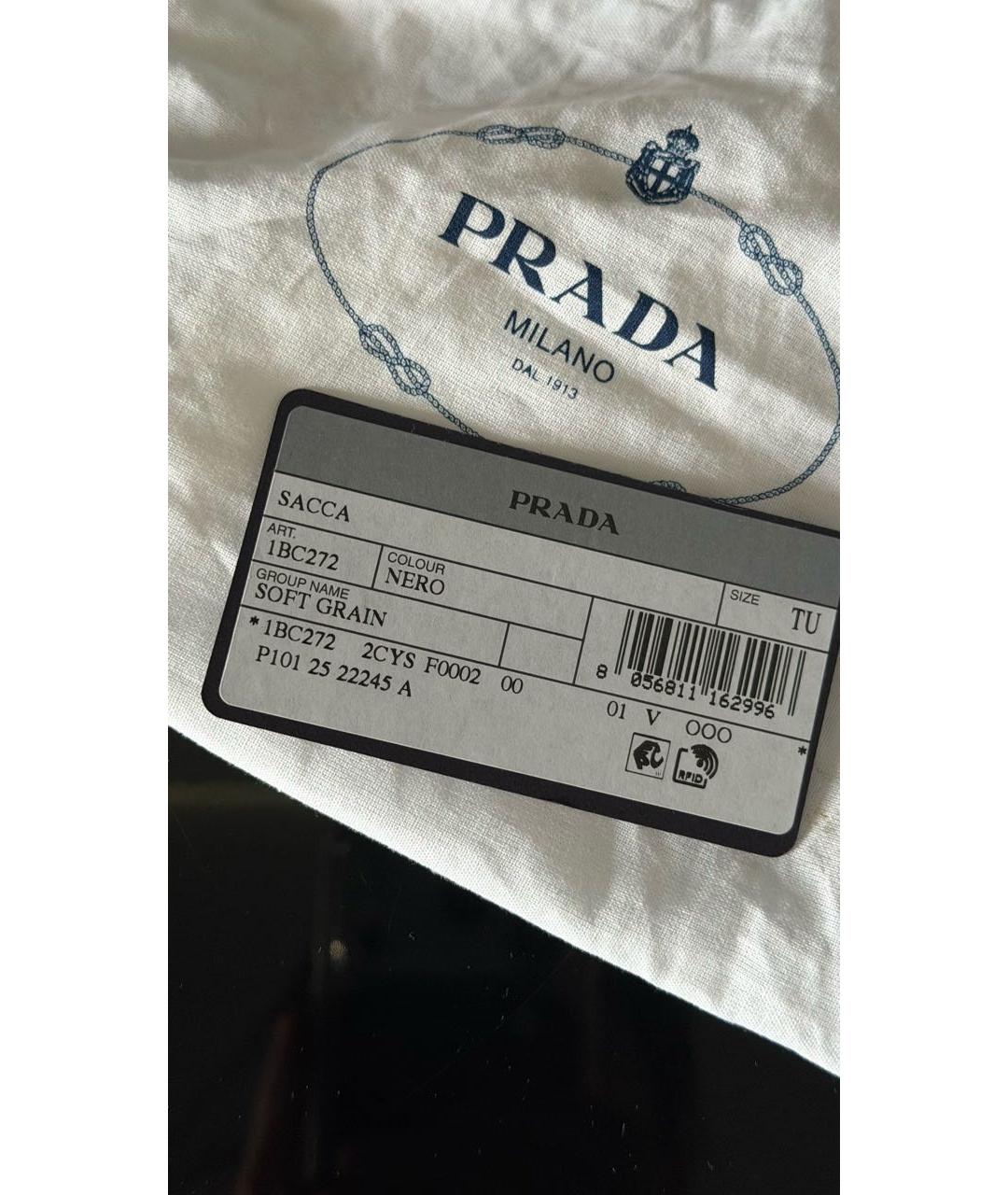 PRADA Черная кожаная сумка тоут, фото 7