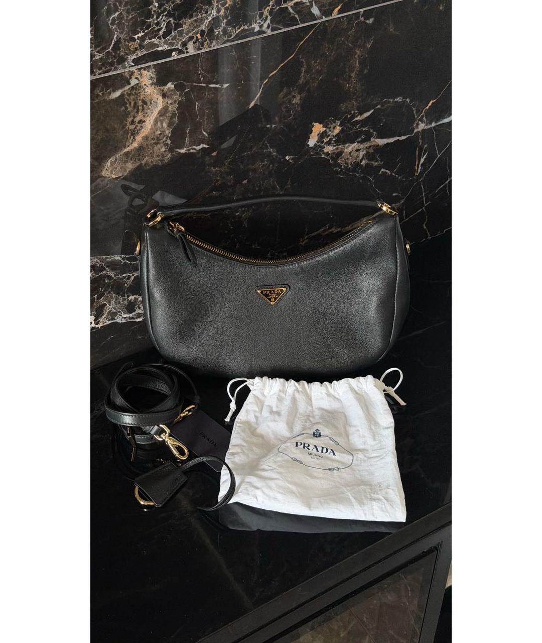 PRADA Черная кожаная сумка тоут, фото 4