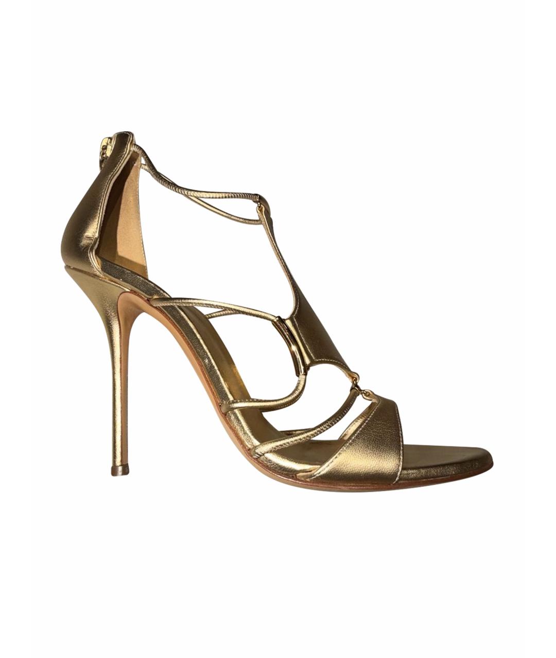 CASADEI Золотые кожаные босоножки, фото 1