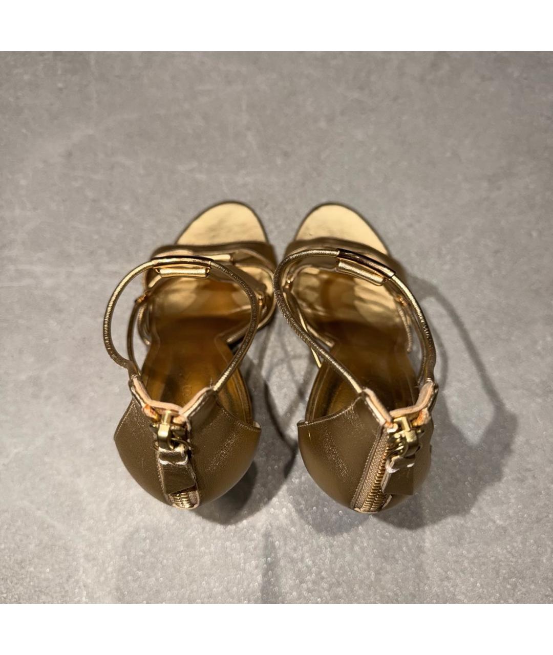 CASADEI Золотые кожаные босоножки, фото 3