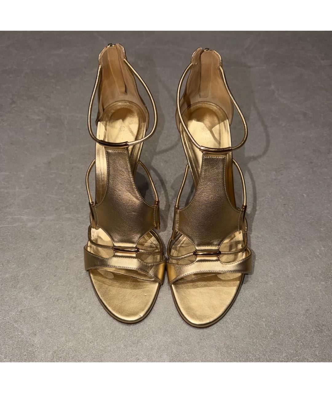 CASADEI Золотые кожаные босоножки, фото 2