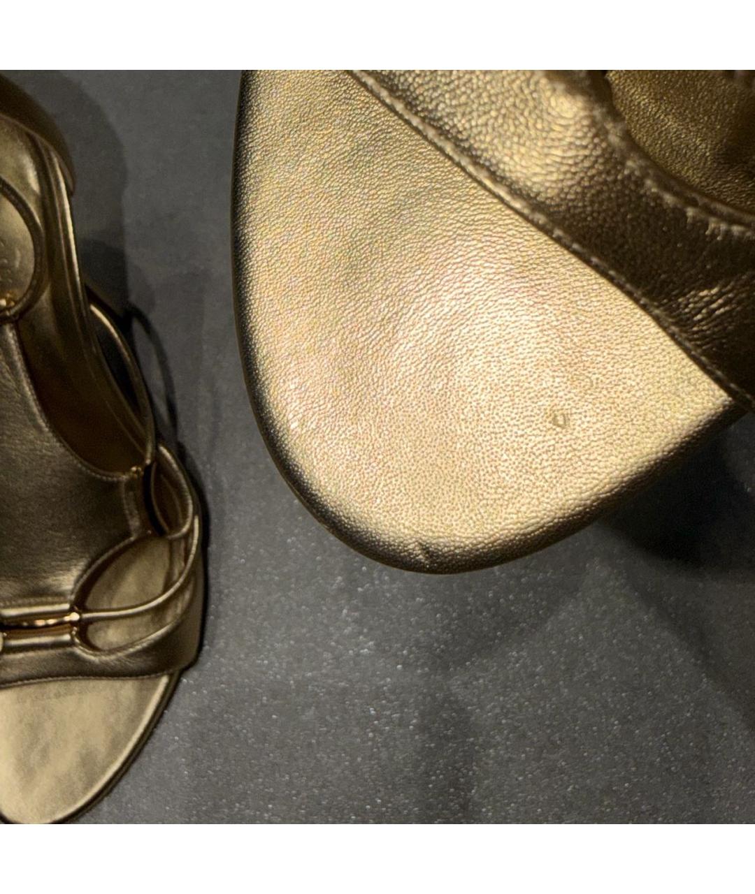 CASADEI Золотые кожаные босоножки, фото 7