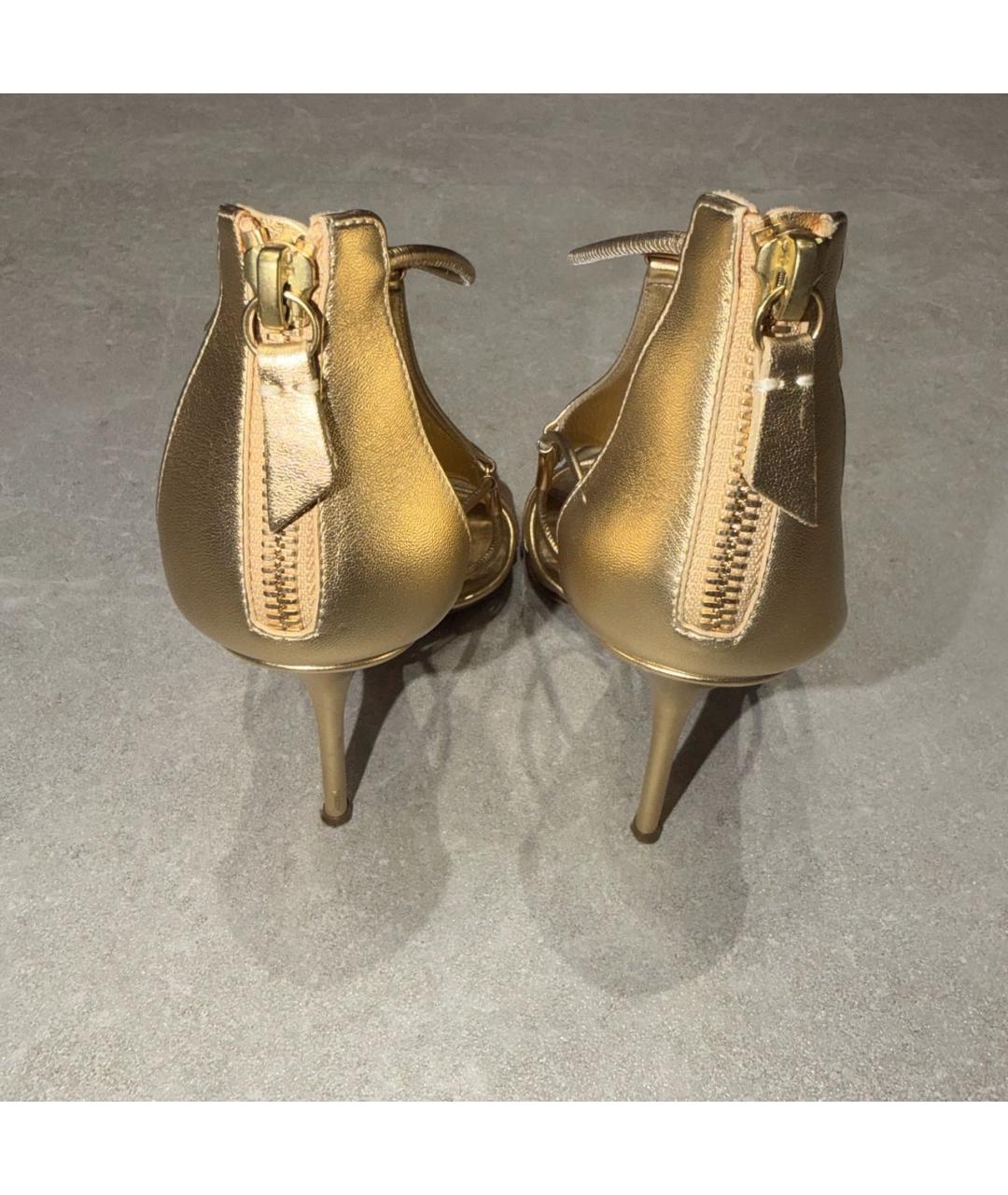CASADEI Золотые кожаные босоножки, фото 4
