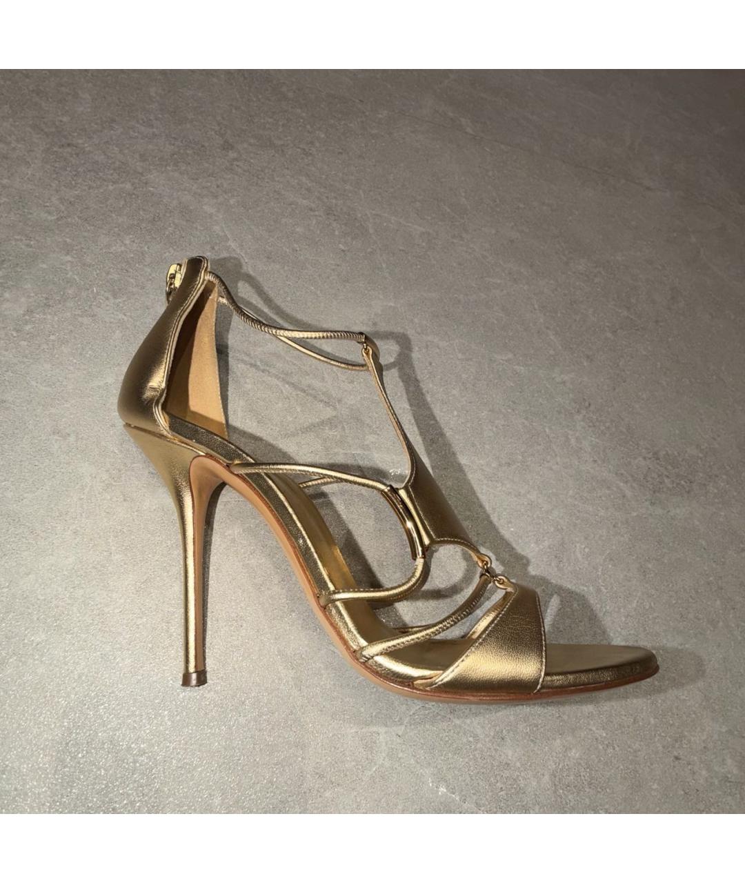 CASADEI Золотые кожаные босоножки, фото 8