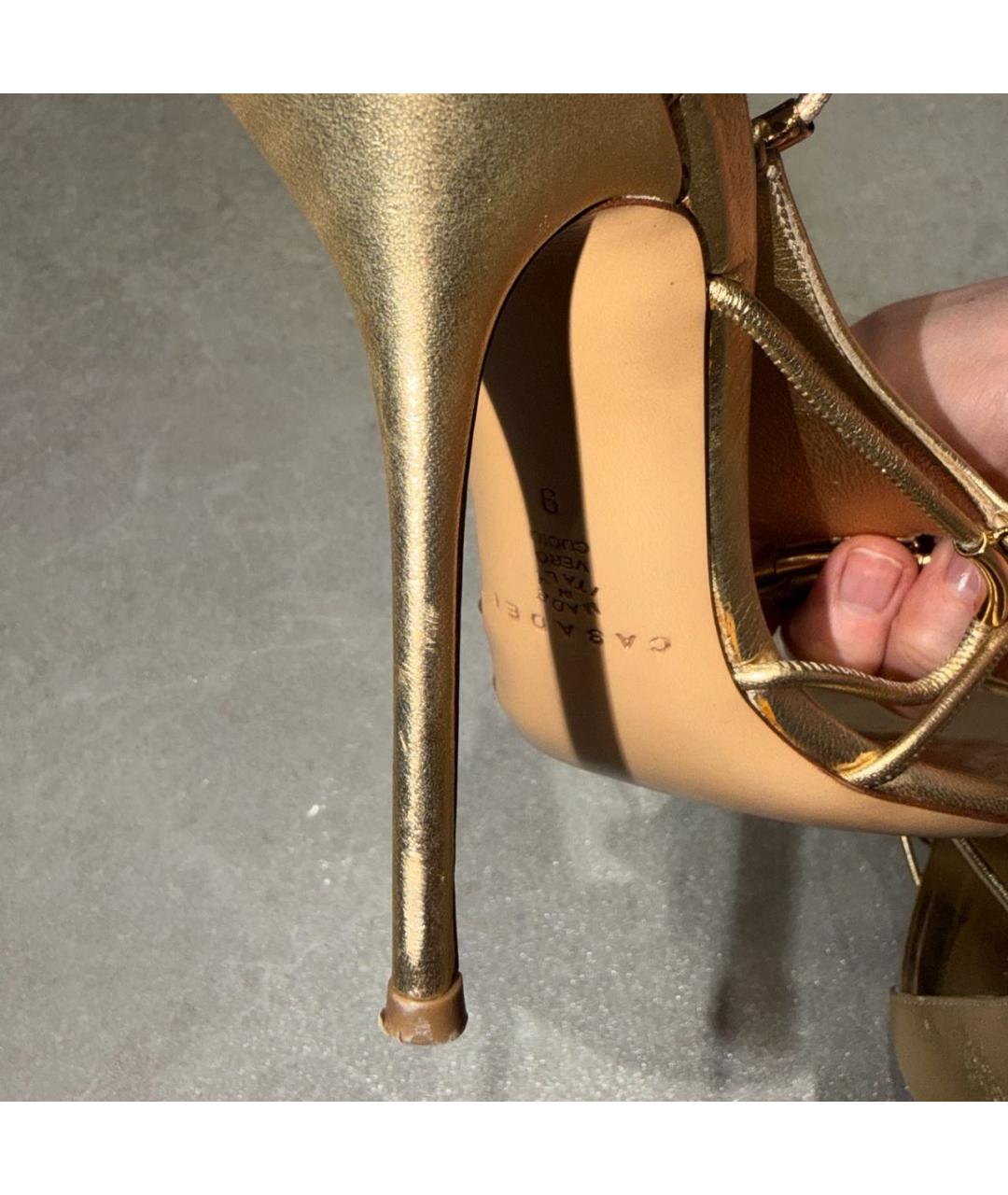 CASADEI Золотые кожаные босоножки, фото 6