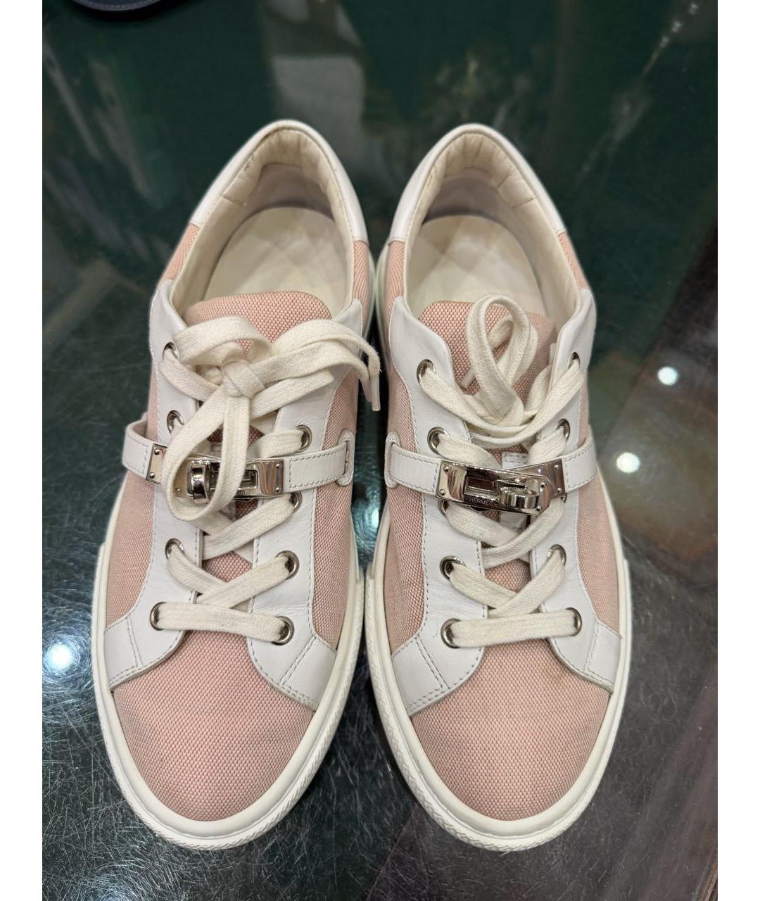 HERMES Розовые кожаные кроссовки, фото 2